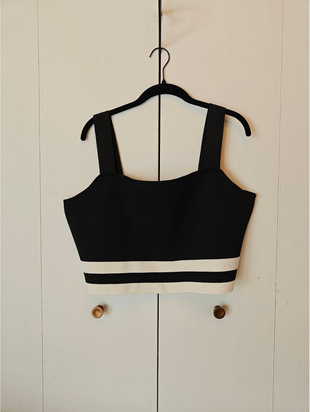 Remi Bader | Black & White Knit Crop Tank |  Size 2X